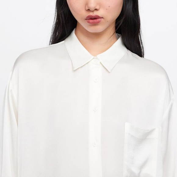 ZARA SILKY SATIN OVERSIZED BUTTON FRONT SHIRT - Picture 5 of 7